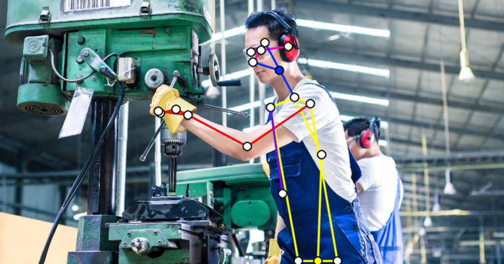 Example image of human pose estimation for a person working in a factory