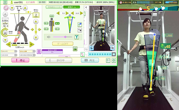 患者様の異常歩行をリアルタイムで判定する歩行分析ガイド機能やゲーム機能の開発